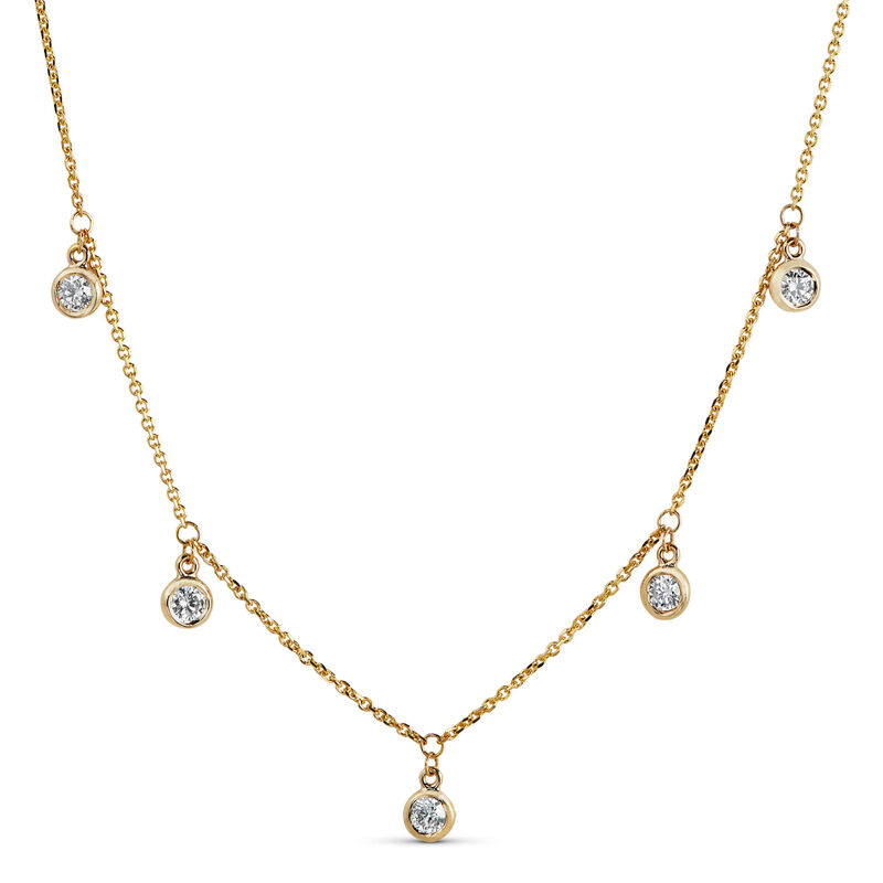 5 Bezel Diamond Dangle Necklace, 14K Yellow Gold image number 1