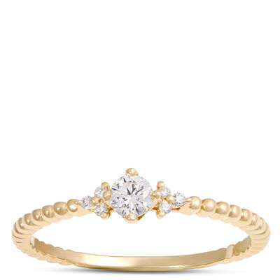 Round Diamond Ring, 14K Yellow Gold