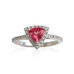 Trillion Pink Spinel & Diamond Ring 14K