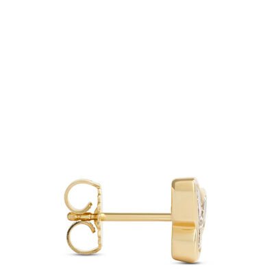 Bezel Diamond Floral Studs, 1 Carat Total Weight, 14K Yellow Gold