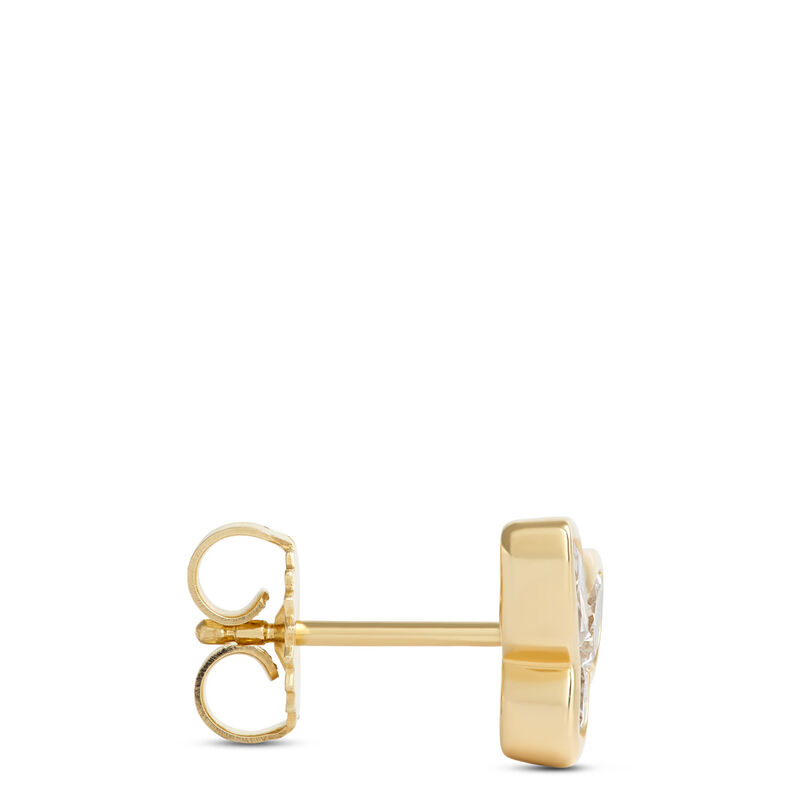 Bezel Diamond Floral Studs, 1 Carat Total Weight, 14K Yellow Gold image number 1