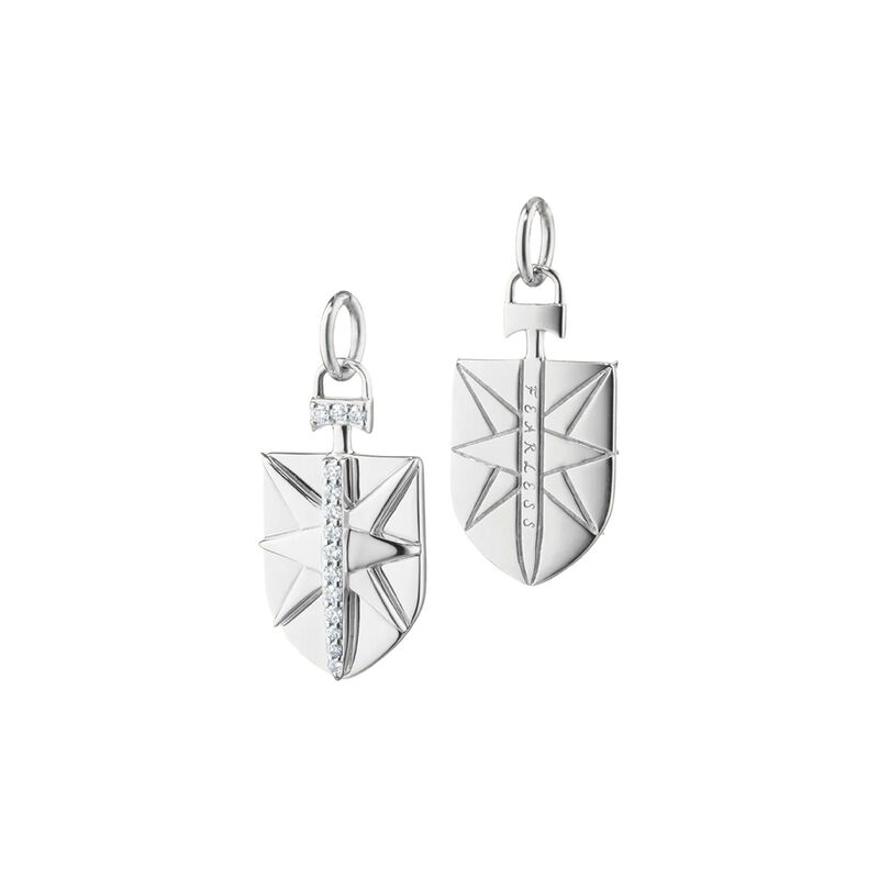Monica Rich Kosann Mini "Fearless" Sterling Silver Necklace with White Sapphires in Sterling Silver image number 0