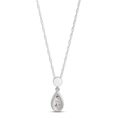 Pear Shaped Pendant with Round Diamonds, ⅓ Total Carat Weight, 14K White Gold
