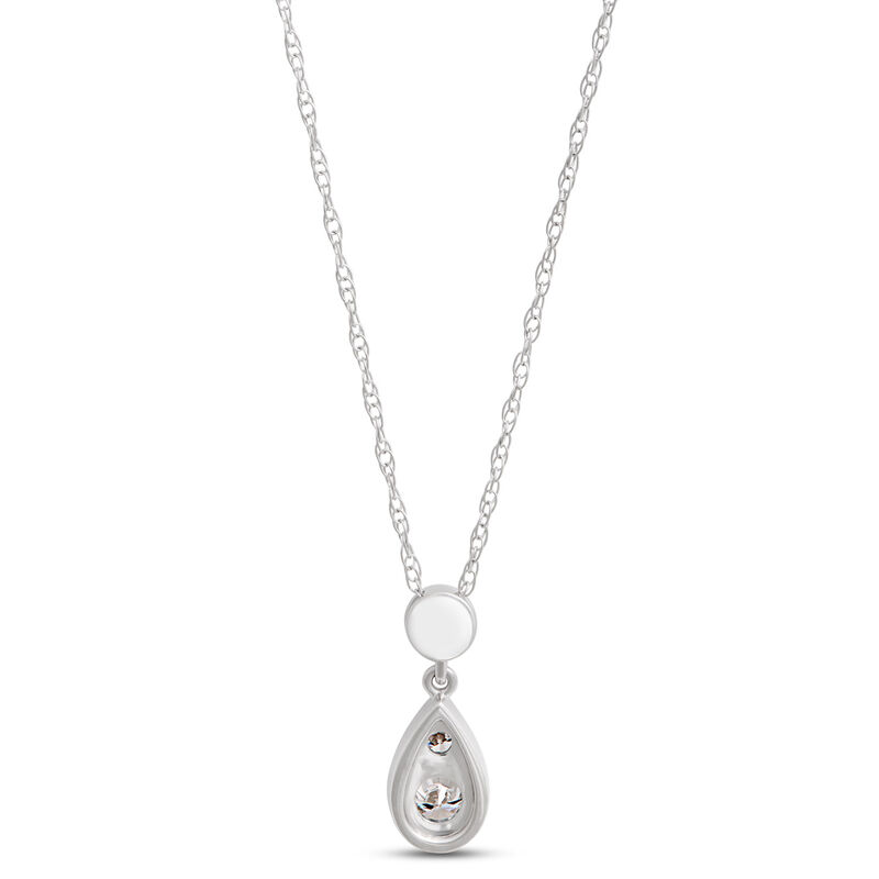 Pear Shaped Pendant with Round Diamonds, ⅓ Total Carat Weight, 14K White Gold image number 1