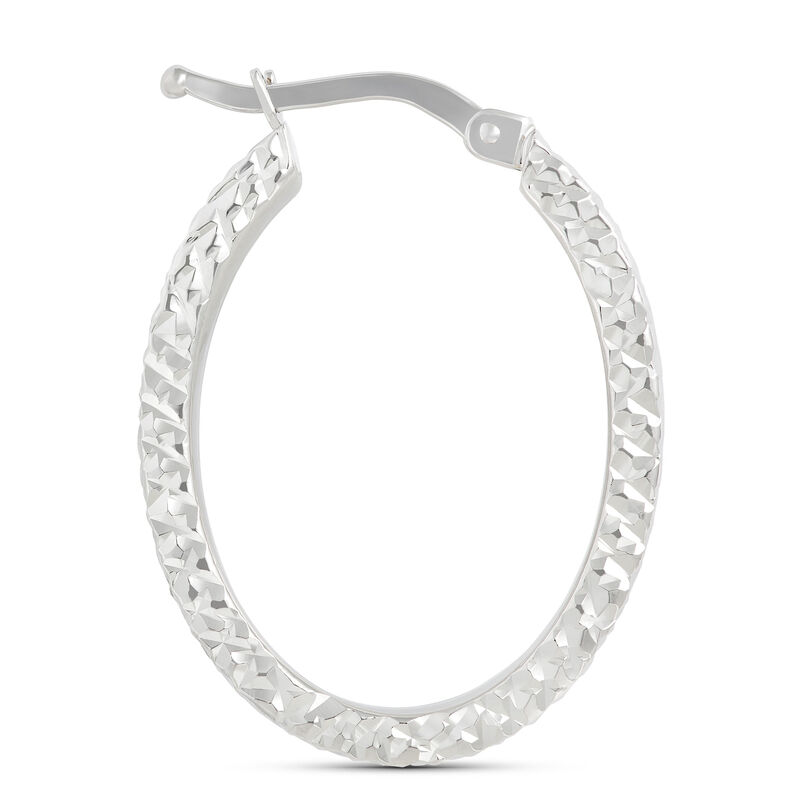 Toscano Diamond Cut Toscano Hoop Earrings, 14K White Gold image number 1