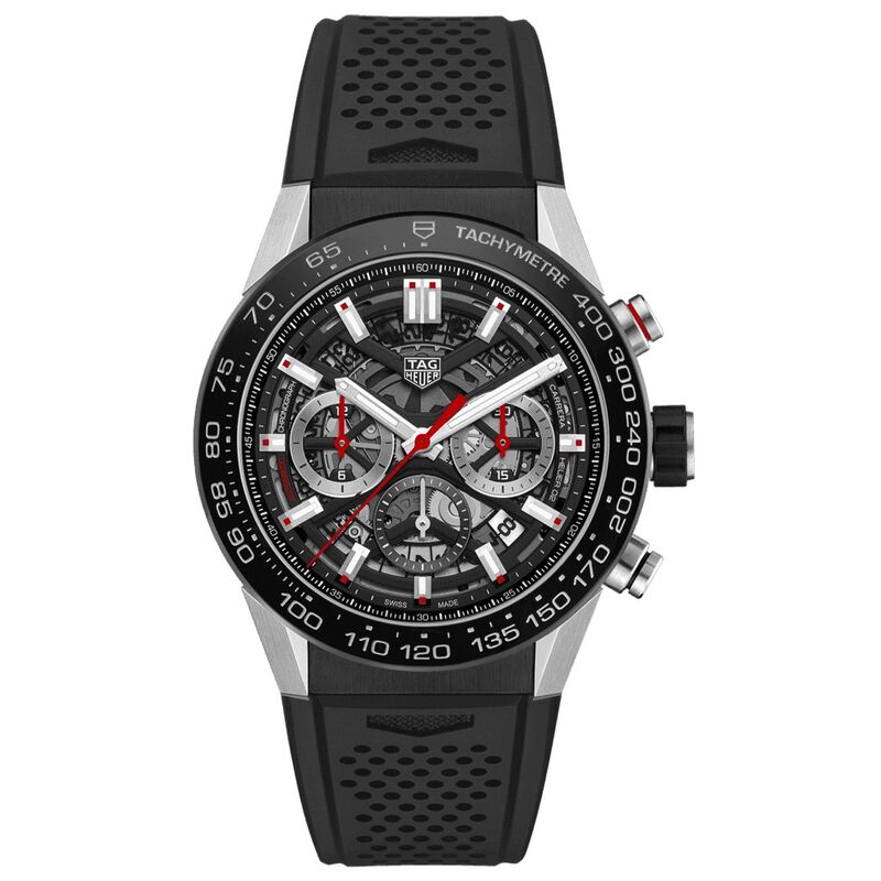 TAG Heuer Carrera Heuer 02 Automatic Mens Black Rubber Chronograph Watch image number 0