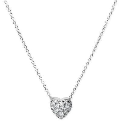 Roberto Coin Tiny Treasures Diamond Puffed Heart Necklace, 18K White Gold