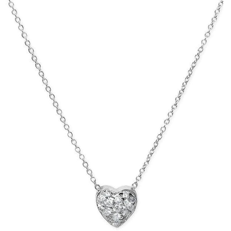Roberto Coin Tiny Treasures Diamond Puffed Heart Necklace, 18K White Gold image number 0