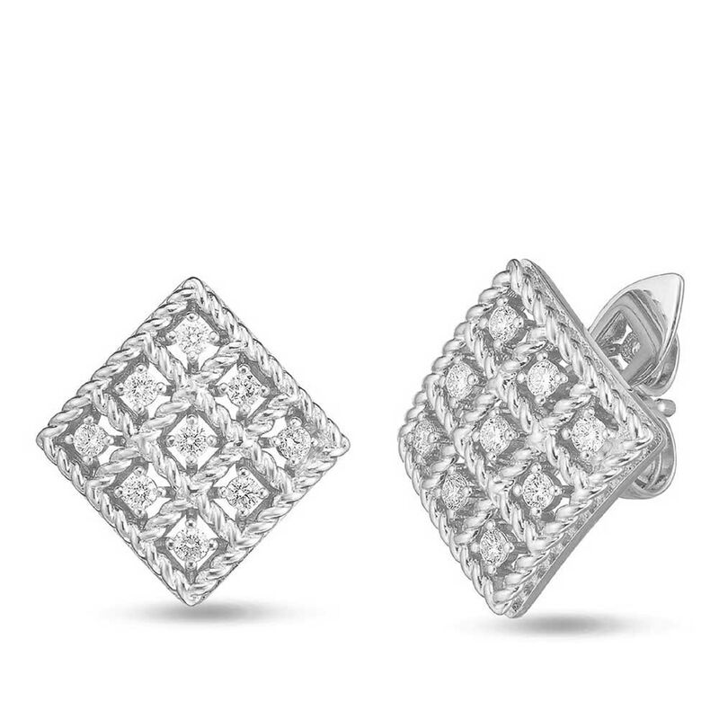 Roberto Coin Byzantine Barocco Diamond Square-Shaped Earrings 18K image number 0