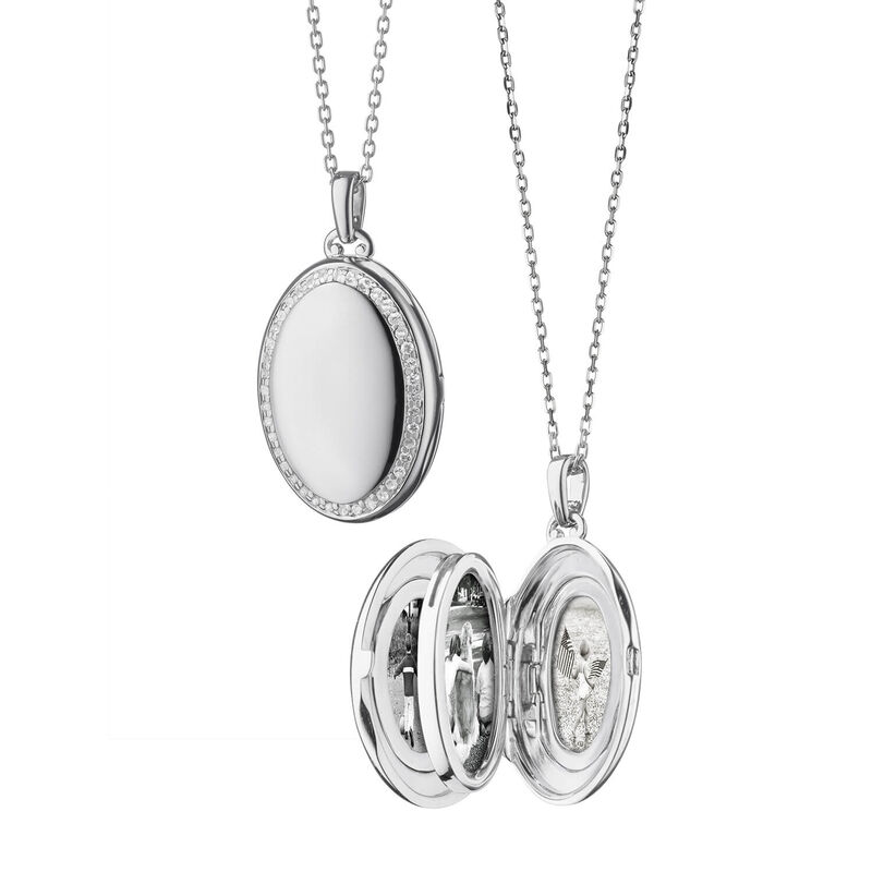 Monica Rich Kosann "Midi" Sapphire Locket in Sterling Silver image number 0