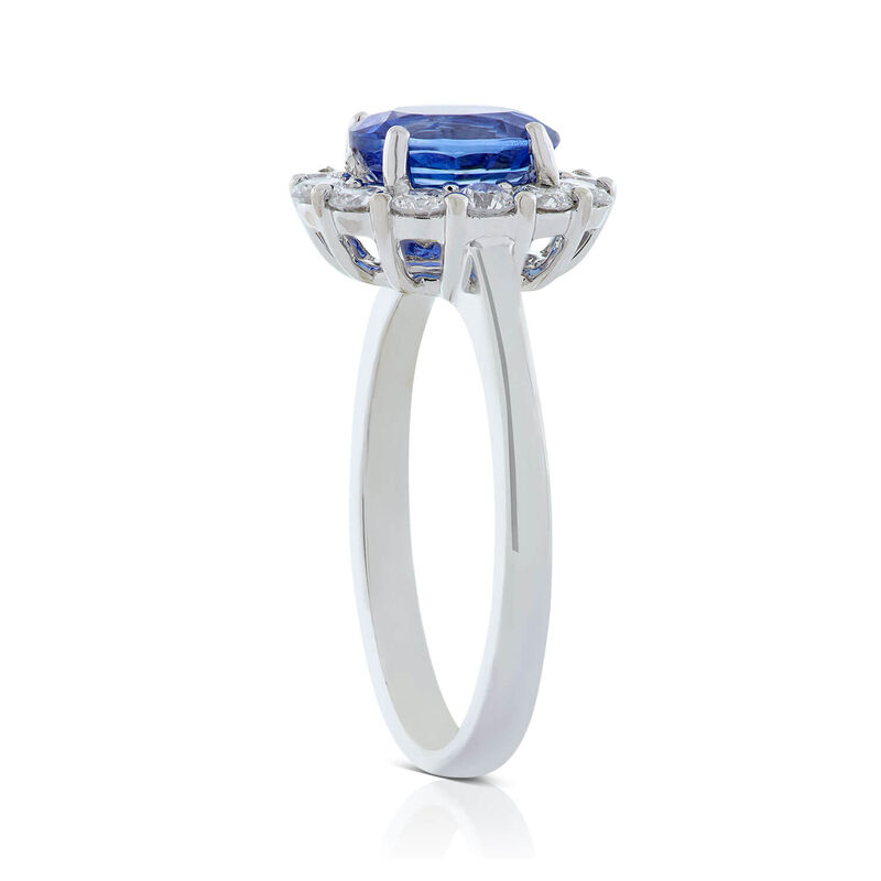 Oval Sapphire & Diamond Halo Ring 14K image number 2