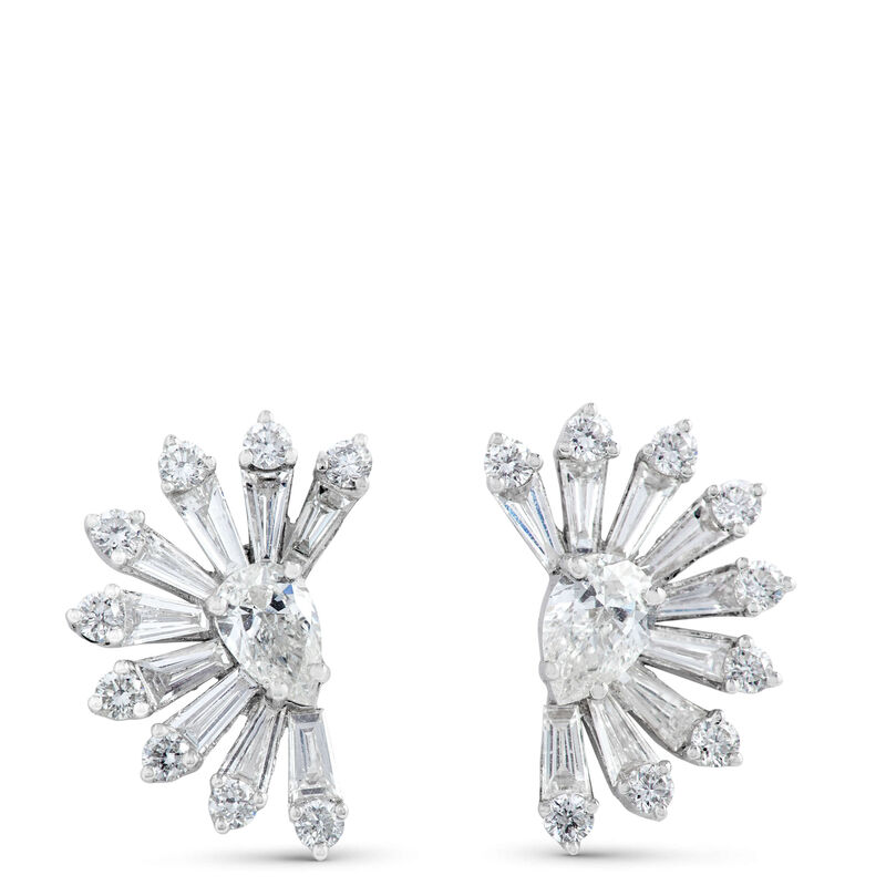 Diamond Fan Earrings 14K image number 1