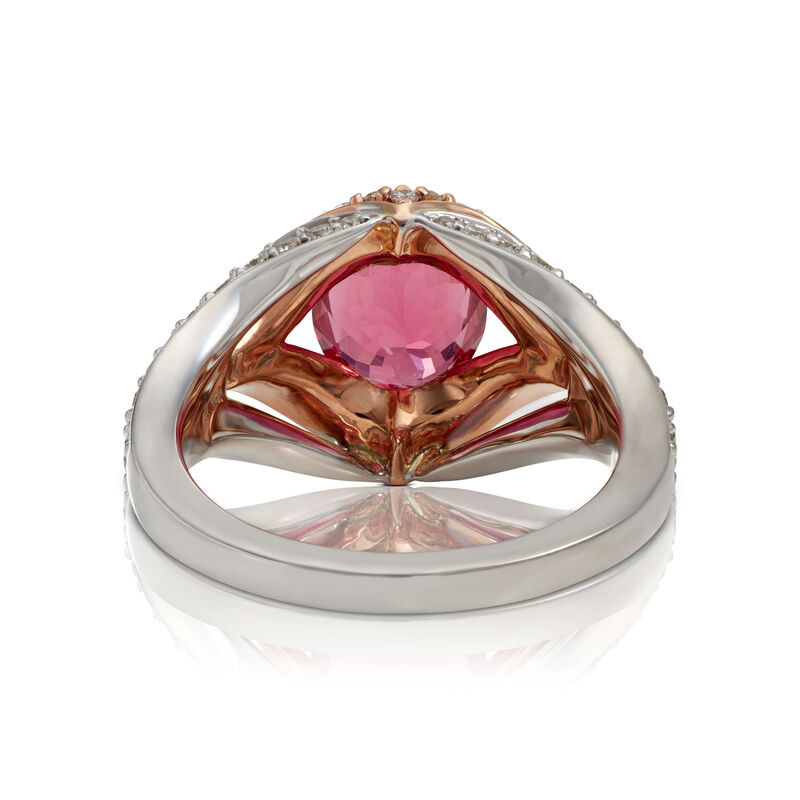 Rose Gold Oval Pink Spinel & Diamond Two-Tone Ring 14K image number 3