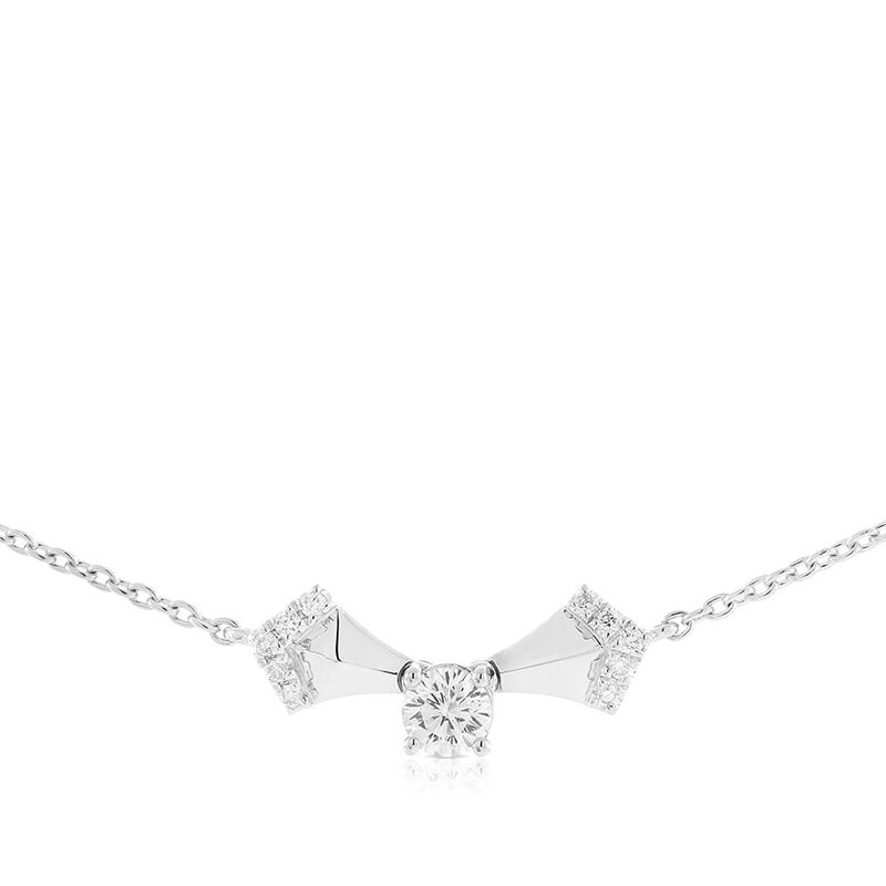 Jade Trau for Ben Bridge Signature Diamond "V" Swing Necklace in Platinum image number 1