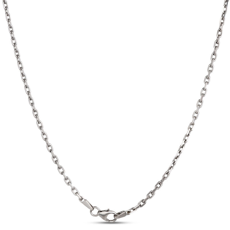 Blue Sapphire and Diamond Dog Tag Necklace, 18K White Gold image number 3