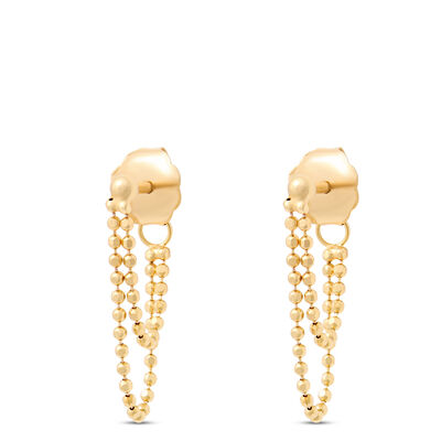 Double Strand Bead Drop Earrings, 14K Yellow Gold