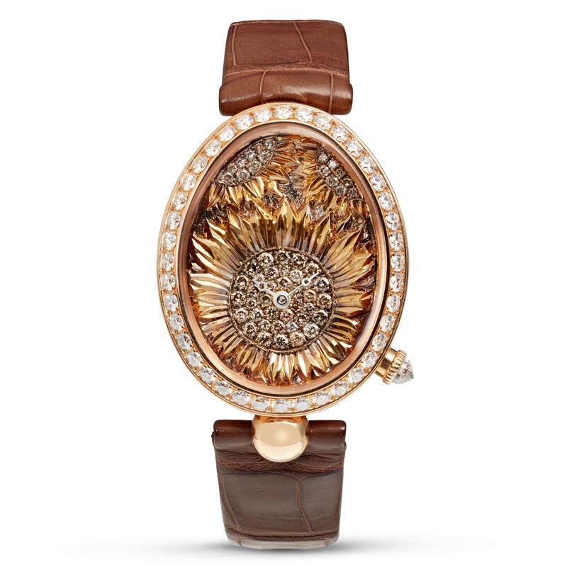 Breguet Queen of Naples Cameo Watch Rose Gold Diamond Bezel Sunflower Dial, 40mm 18K Rose Gold image number 0