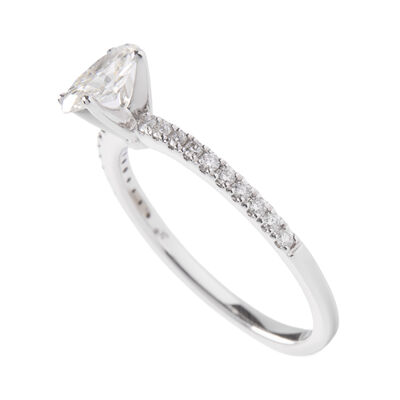 Oval Diamond Engagement Ring, 14K White Gold
