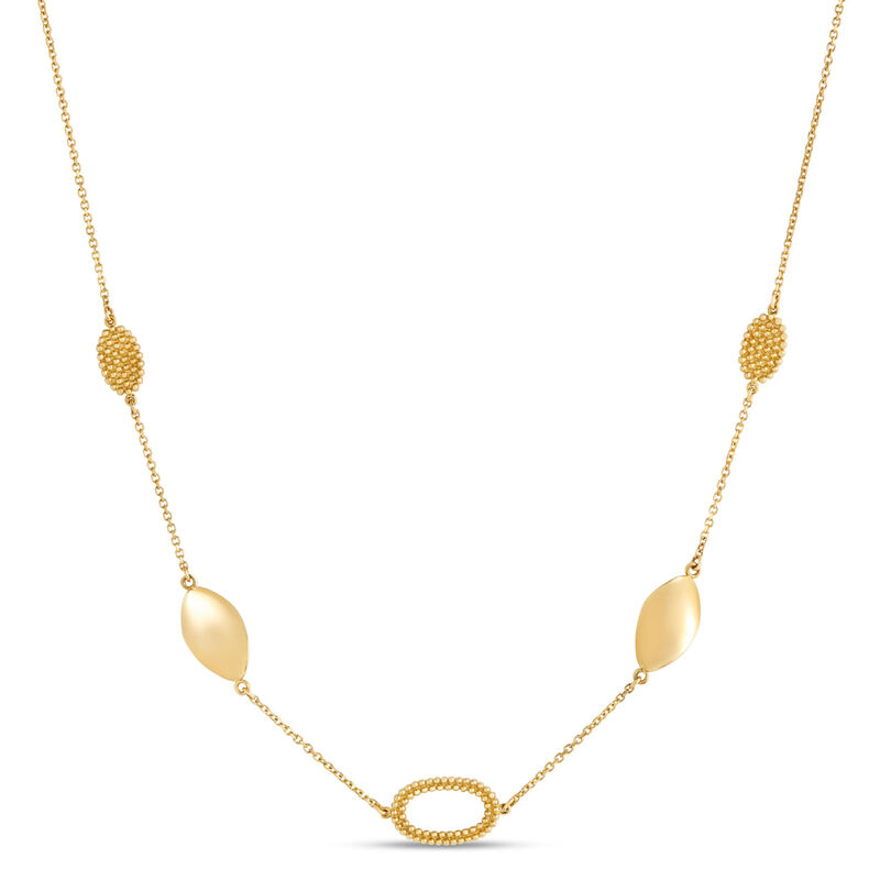 Toscano 18-Inch Necklace With Bead Stations, 14K Yellow Gold image number 0