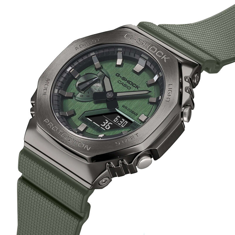 G-Shock GM-2100 Series Watch Dark Gray Case Green Strap, 49.3mm image number 2