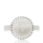 Freshwater Cultured Pearl & Diamond Ring 14K