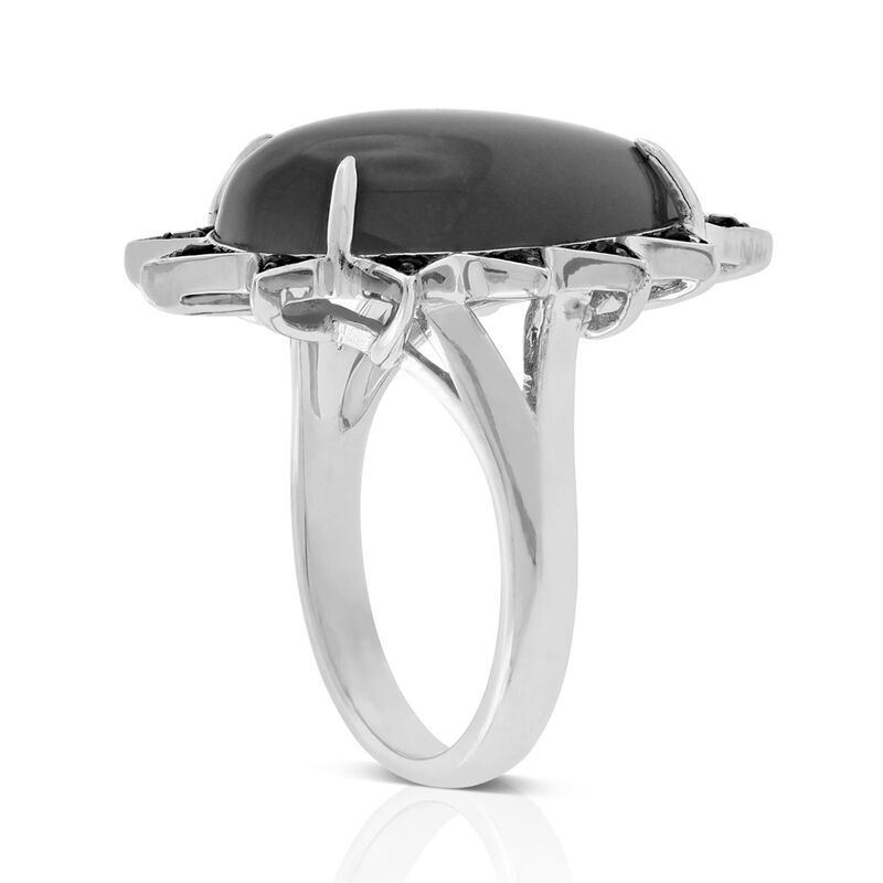 Lisa Bridge Grey Moonstone & Black Sapphire Ring in Sterling Silver image number 1