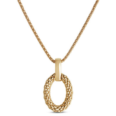 Toscano Textured Oval Drop Pendant, 14K Yellow Gold