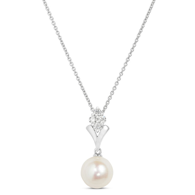 Cultured Pearl Pendant, 14K White Gold image number 0