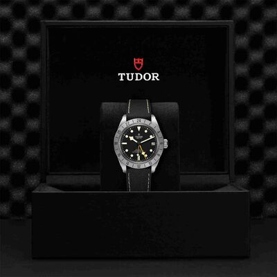 TUDOR Black Bay Pro Watch Steel Case Black Dial Rubber And Leather Strap, 39mm