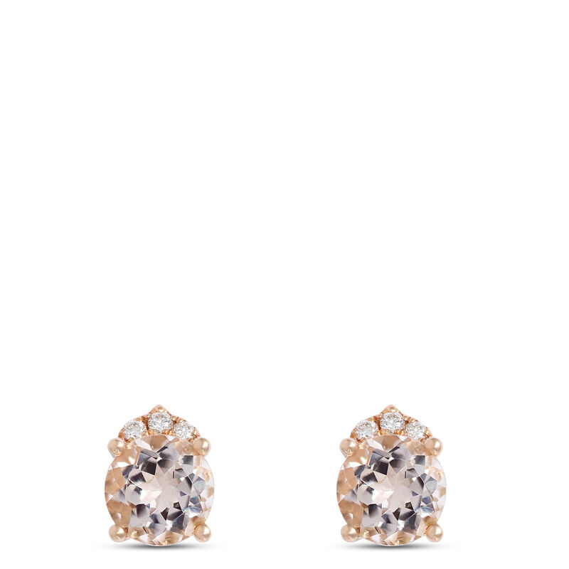 Round Morganite Studs, 14K Rose Gold image number 0