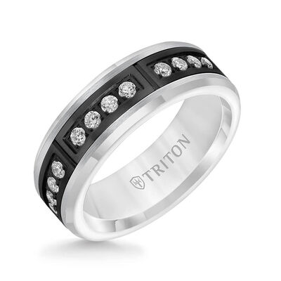 TRITON Stone Comfort Fit Channel Set Diamond Band in Tungsten, 7 mm&nbsp;
