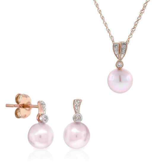 Rose Gold Pink Pearl & Diamond Gift Bundle