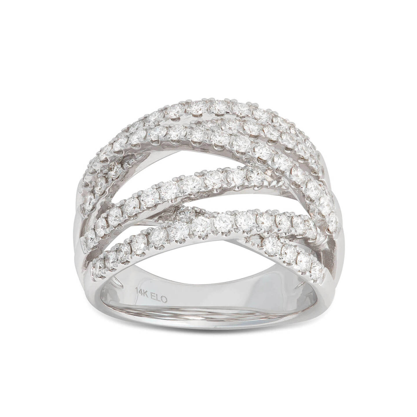Ben Bridge diamond crossover ring worn by actor Jessica Alba 