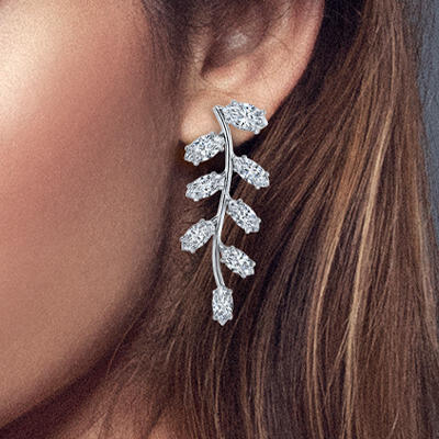 Diamond branch earrings