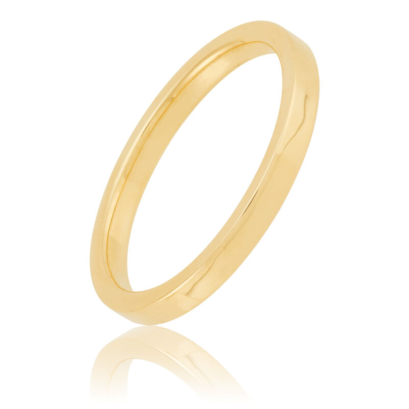 Yellow Gold Polished Pipe Comfort Fit 2mm Band 18K image number 0