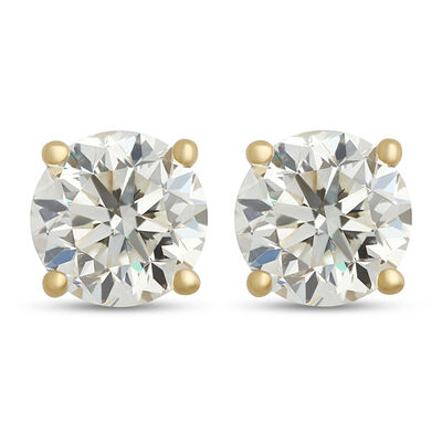 Classic Round Diamond Studs, 1 Carat, in 14K Yellow Gold