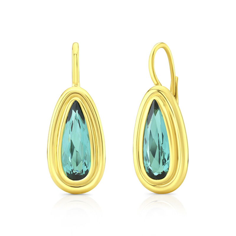 Rahaminov Pear Shaped Green Tourmaline Earrings, 18K Yellow Gold image number 0