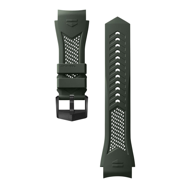 TAG Heuer Calibre E5 Khaki Green Rubber Sport Strap, 45mm image number 0
