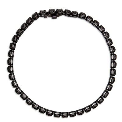 Black Diamond Bracelet, Rhodium Plated Sterling Silver