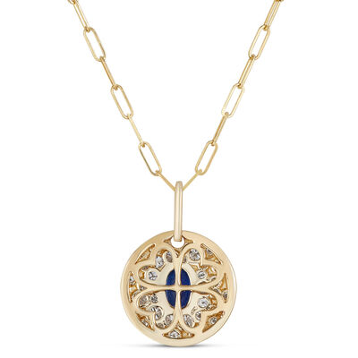 Confetti Oval Sapphire Pendant, 14K Yellow Gold