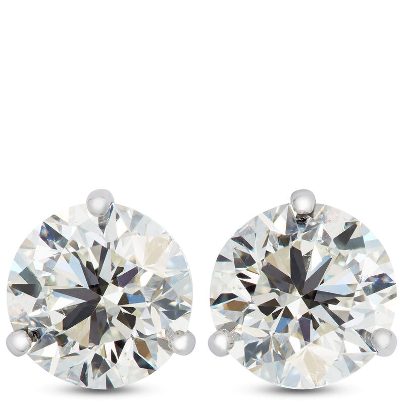 Ikuma Classic Round Diamond Studs, 3 Carat Total Weight,14K White Gold image number 0
