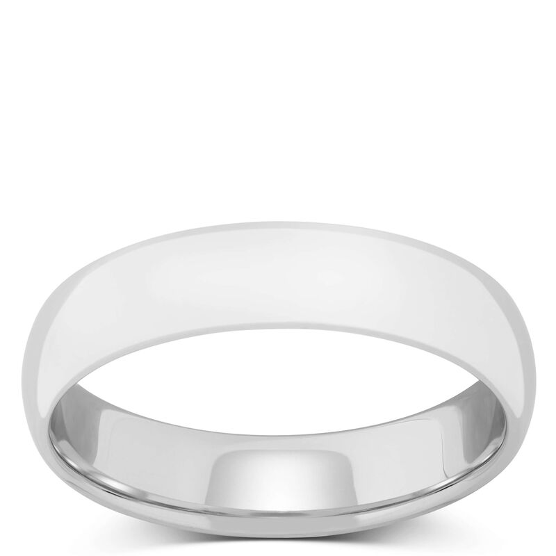 White Gold Polished Rounded Comfort Fit 5mm Band 14K image number 0