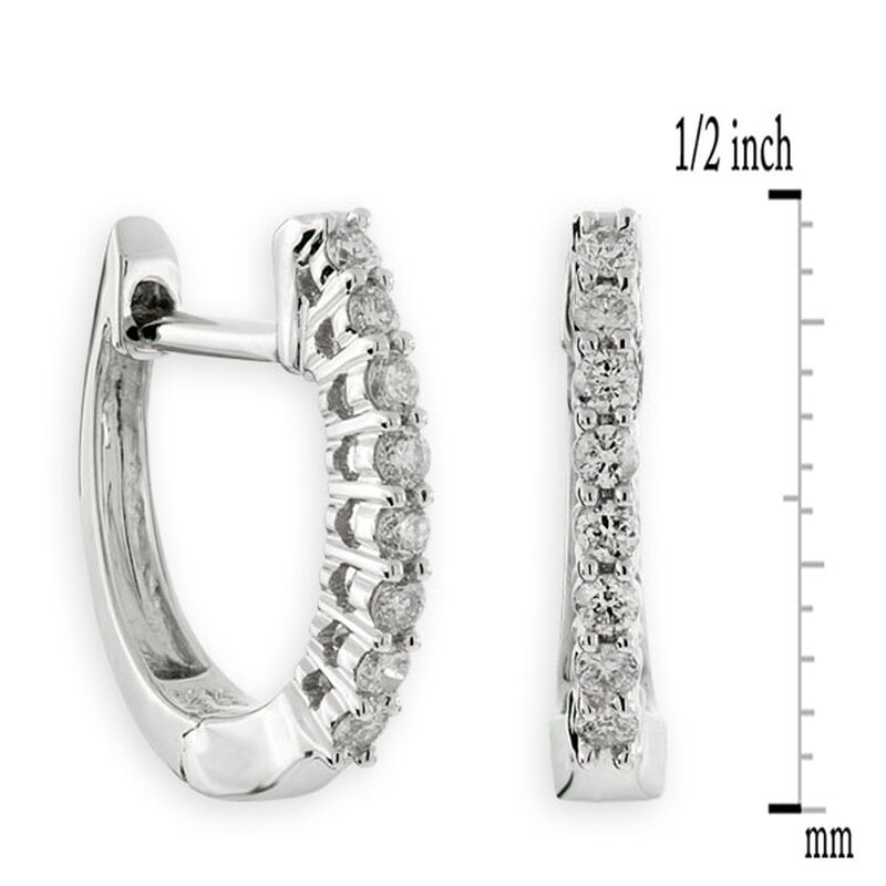 12MM Oval Diamond Hoop Earrings 14K White Gold image number 1