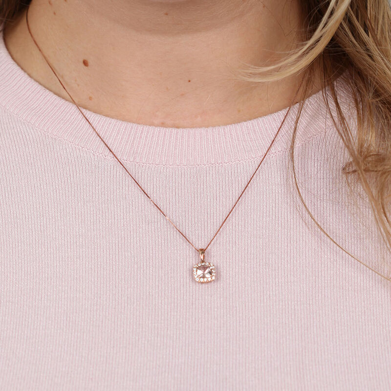 Rose Gold Morganite & Diamond Pendant 14K image number 1