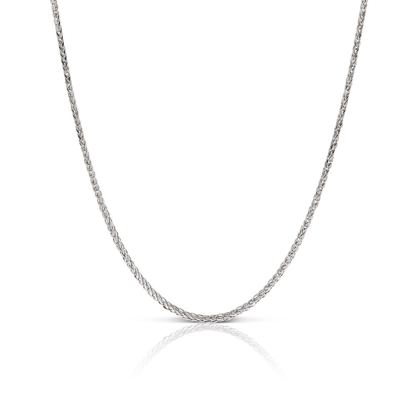 20-Inch Square Wheat Chain 14K White Gold image number 0