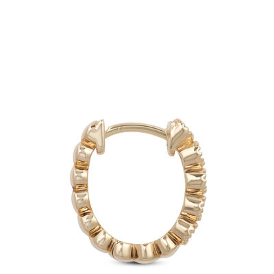 12MM Bezel Set Diamond Huggie Hoop Earrings 14K