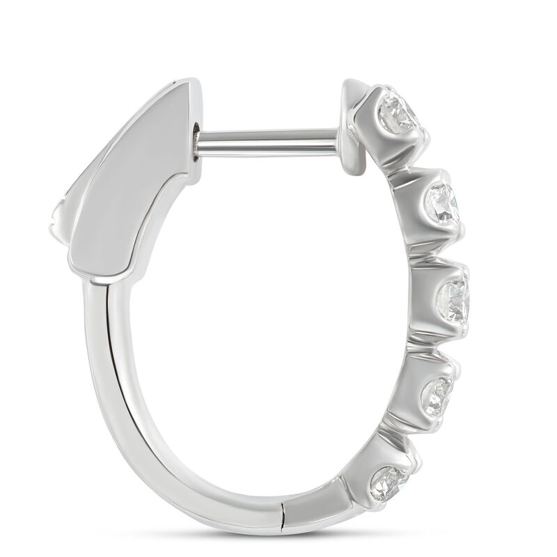 19MM Oval Hoop Diamond Earrings, 14K White Gold image number 1