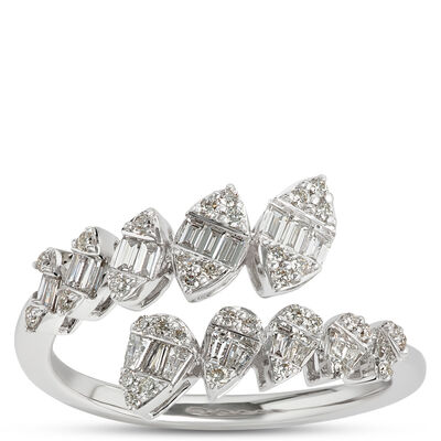 Classic Bypass Diamond Ring, 0.5 Carat Total Weight, 14K White Gold