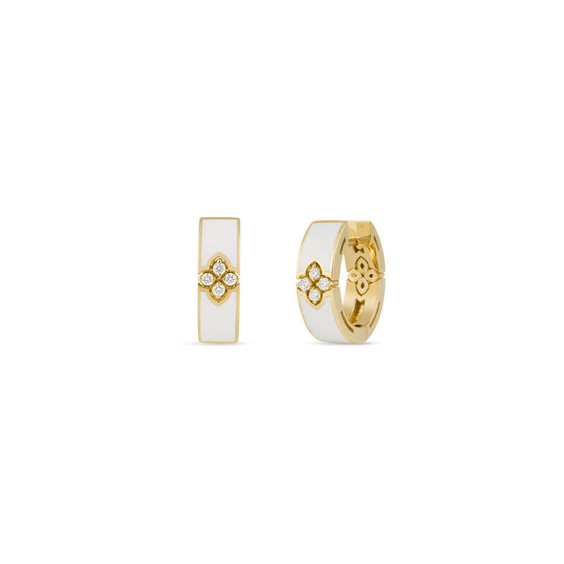 Roberto Coin 18K Yellow Gold Love In Verona Diamond And Enamel Hoop Earrings image number 0