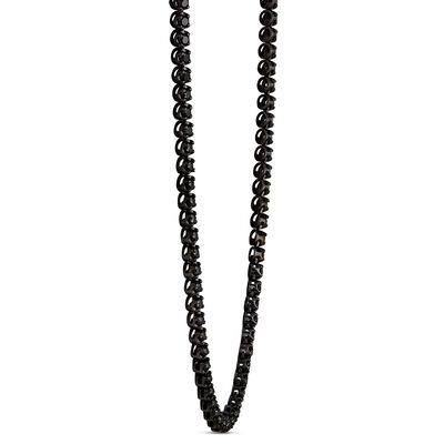 24-Inch Black Diamond Necklace, Rhodium Sterling Silver